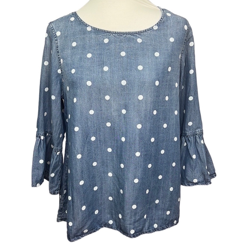 John Mark Chambray Polkadot Blouse